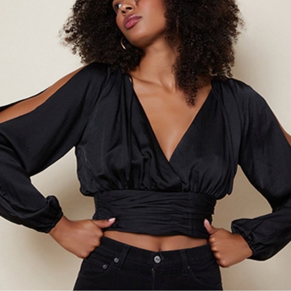 NWT Hutch Jude Black Cut-Out Sleeve Blouse Sz M